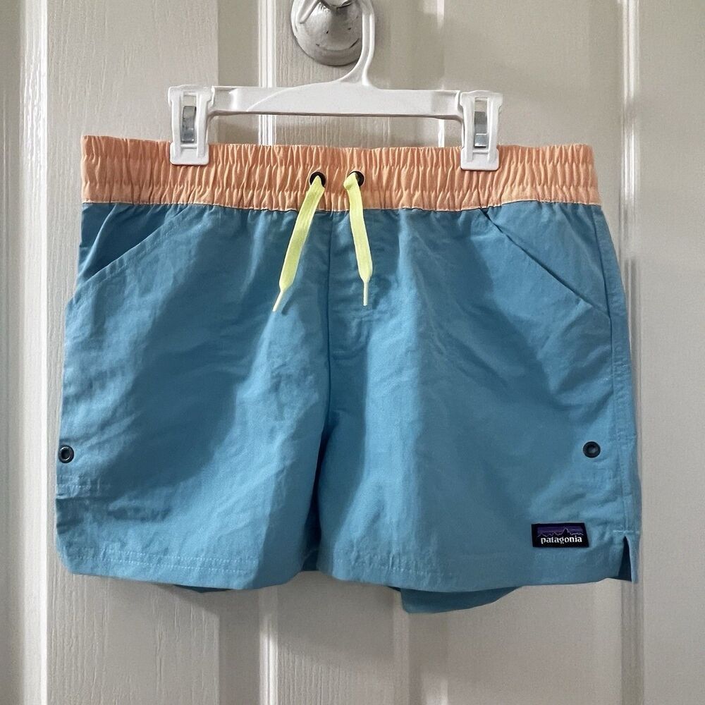 Patagonia Girls Costa Rica Baggies Shorts Iggy Blue 3" Inseam Size XXL 16-18 NWT